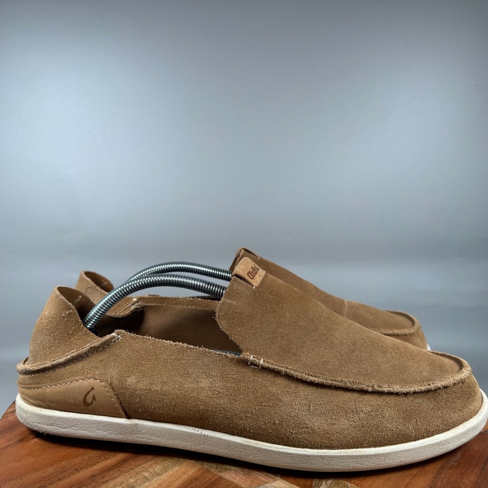 OluKai Nalukai Kala Slip On Mens 11.5 Brown Suede Leather Loafers 10409-3619